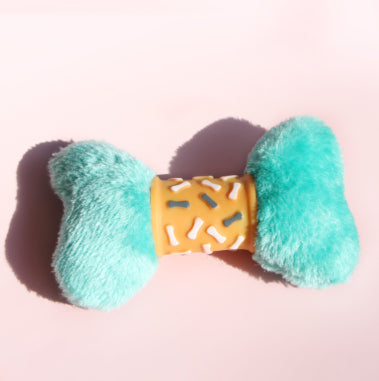 HKM-9171133 Vinyl Bone Pet Toy with Squeaker - Yellow, Green, Purple - 17*11*0.6cm