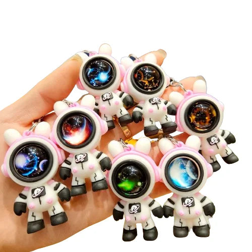 HKM-917139 Planet Rabbit Astronaut Keychain - Cute Cartoon Silicone Bag Pendant for Keys