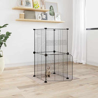 HKM-9171901 8-Piece Black Powder-Coated Steel Pet Cage Set with Door for Safe Play and Training