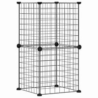 HKM-9171901 8-Piece Black Powder-Coated Steel Pet Cage Set with Door for Safe Play and Training