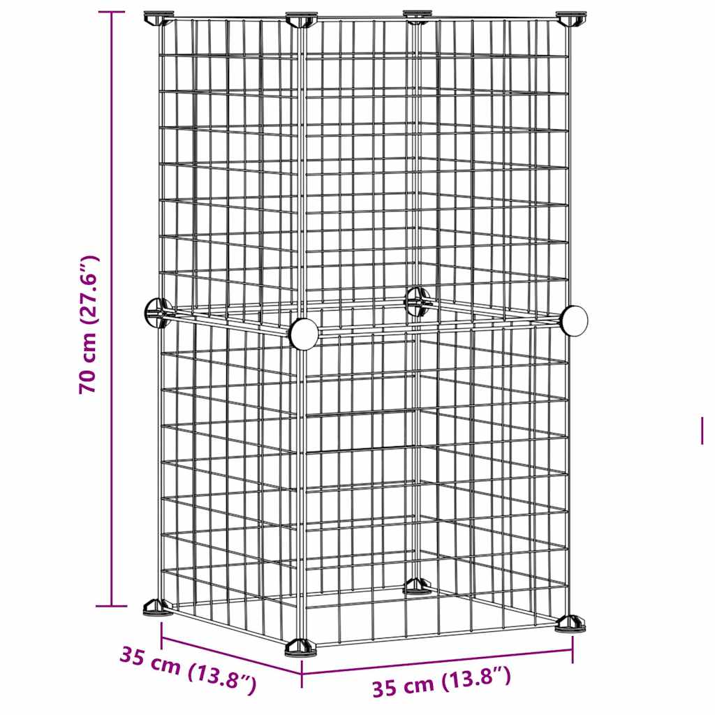 HKM-9171901 8-Piece Black Powder-Coated Steel Pet Cage Set with Door for Safe Play and Training