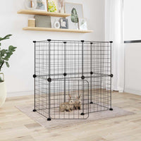 HKM-9171901 8-Piece Black Powder-Coated Steel Pet Cage Set with Door for Safe Play and Training