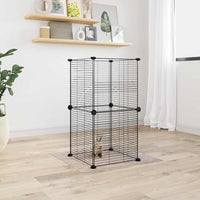 HKM-9171901 8-Piece Black Powder-Coated Steel Pet Cage Set with Door for Safe Play and Training