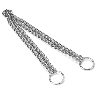 HKM-9172285 Double-Row Chrome-Plated Iron Dog Collar - Available in Multiple Sizes