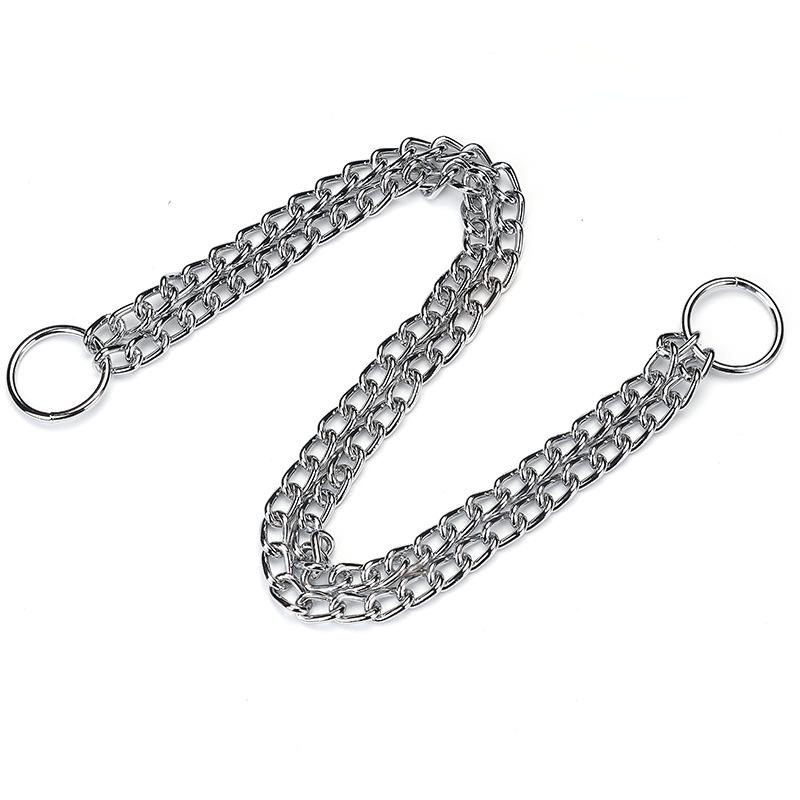HKM-9172285 Double-Row Chrome-Plated Iron Dog Collar - Available in Multiple Sizes