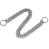 HKM-9172285 Double-Row Chrome-Plated Iron Dog Collar - Available in Multiple Sizes