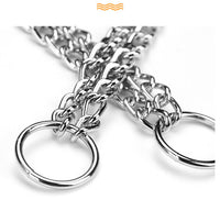 HKM-9172285 Double-Row Chrome-Plated Iron Dog Collar - Available in Multiple Sizes