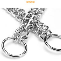 HKM-9172285 Double-Row Chrome-Plated Iron Dog Collar - Available in Multiple Sizes