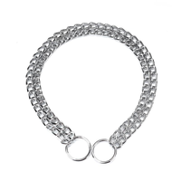 HKM-9172285 Double-Row Chrome-Plated Iron Dog Collar - Available in Multiple Sizes