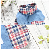 HKM-9172669 Summer Cotton Plaid Two-Legged Shirt for Bichon Poodle Pets
