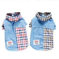 HKM-9172669 Summer Cotton Plaid Two-Legged Shirt for Bichon Poodle Pets