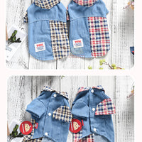HKM-9172669 Summer Cotton Plaid Two-Legged Shirt for Bichon Poodle Pets