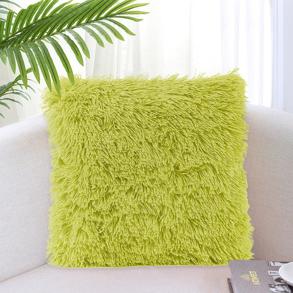 HKM-917267 Solid Color Crystal Plush Cushion Cover - 40x40cm, Polyester Material