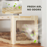 HKM-9173949 Acrylic View Hamster Cage with Openable Roof, Air Vents & Spacious Design for Small Pets - Oak Finish, 39 x 20 x 18.5 Inches