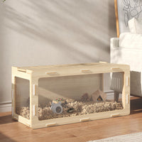 HKM-9173949 Acrylic View Hamster Cage with Openable Roof, Air Vents & Spacious Design for Small Pets - Oak Finish, 39 x 20 x 18.5 Inches