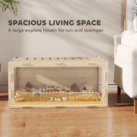 HKM-9173949 Acrylic View Hamster Cage with Openable Roof, Air Vents & Spacious Design for Small Pets - Oak Finish, 39 x 20 x 18.5 Inches