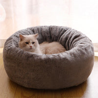 HKM-9174333 Plush Donut-Shaped Dog Bed in Warm PP Cotton and Arctic Fleece, Cozy Mat for Cats and Dogs
