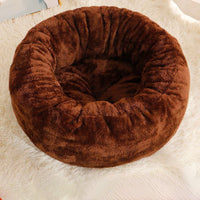 HKM-9174333 Plush Donut-Shaped Dog Bed in Warm PP Cotton and Arctic Fleece, Cozy Mat for Cats and Dogs