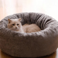 HKM-9174333 Plush Donut-Shaped Dog Bed in Warm PP Cotton and Arctic Fleece, Cozy Mat for Cats and Dogs
