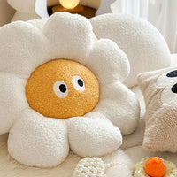 HKM-917523 Big Eye Plush Cushion Cover - Cute Cartoon Pillow for Living Room Decor (45x45cm) or Extra Large Wink Flower Design (60x60cm)