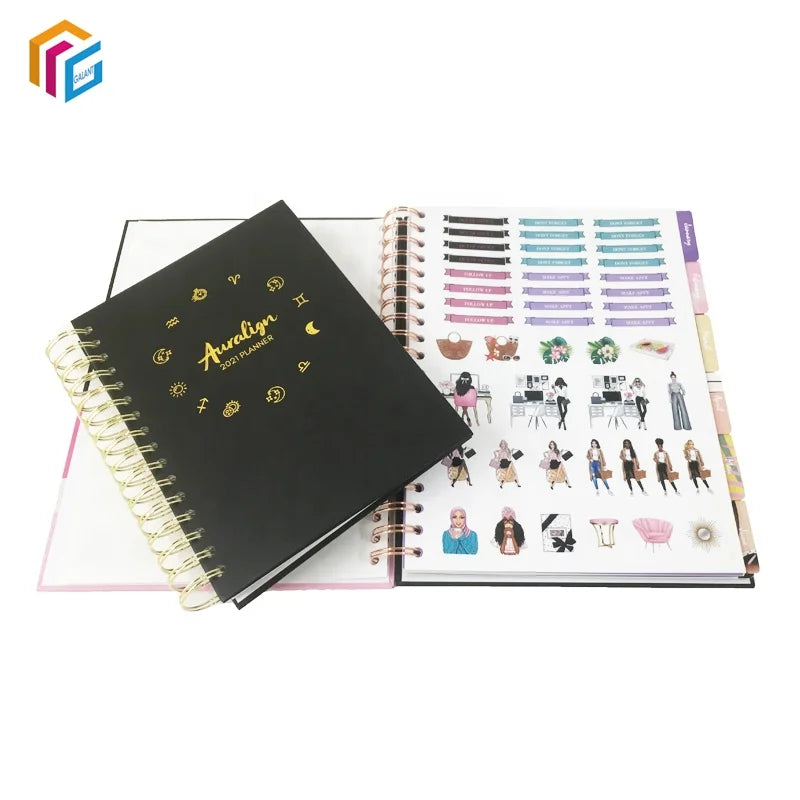 HKM-917587 Custom Gold Spiral A5 Weekly and Daily Planner Notebook - Elegant Personal Journal Organizer Gift