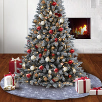 HKM-917587 Gray Background with White Snowflakes Tree Skirt - 48-Inch Knitted Fabric Design