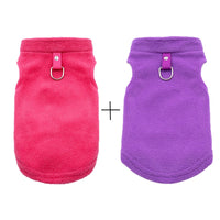 HKM-9176637 Two-Pack Fleece Dog Sweaters with D-Ring for Leash, Warm Pullover Jackets for Small Dogs in Two Colors