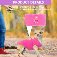 HKM-9176637 Two-Pack Fleece Dog Sweaters with D-Ring for Leash, Warm Pullover Jackets for Small Dogs in Two Colors