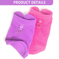 HKM-9176637 Two-Pack Fleece Dog Sweaters with D-Ring for Leash, Warm Pullover Jackets for Small Dogs in Two Colors
