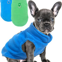 HKM-9176637 Two-Pack Fleece Dog Sweaters with D-Ring for Leash, Warm Pullover Jackets for Small Dogs in Two Colors