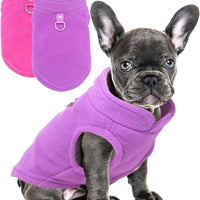 HKM-9176637 Two-Pack Fleece Dog Sweaters with D-Ring for Leash, Warm Pullover Jackets for Small Dogs in Two Colors