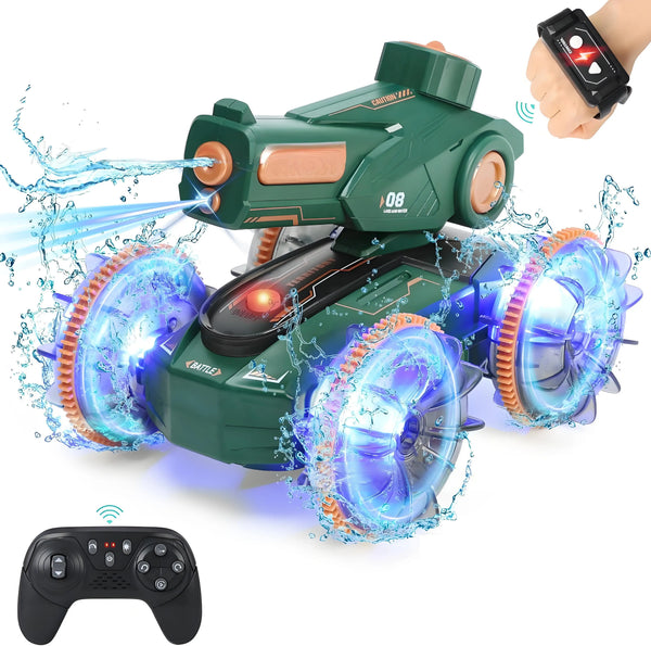 HKM-917715 Amphibious Remote Control Water Jet Car with Dual Control and Water Absorption for Indoor-Outdoor Fun