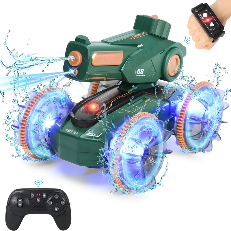 HKM-917715 Amphibious Remote Control Water Jet Car with Dual Control and Water Absorption for Indoor-Outdoor Fun