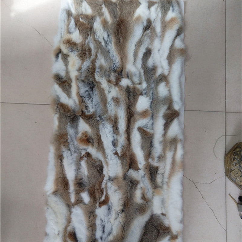 HKM-917779 Rex Rabbit Fur Patchwork Blanket for Mattress, Clothing, and Furniture - Rectangle, 50x100 cm