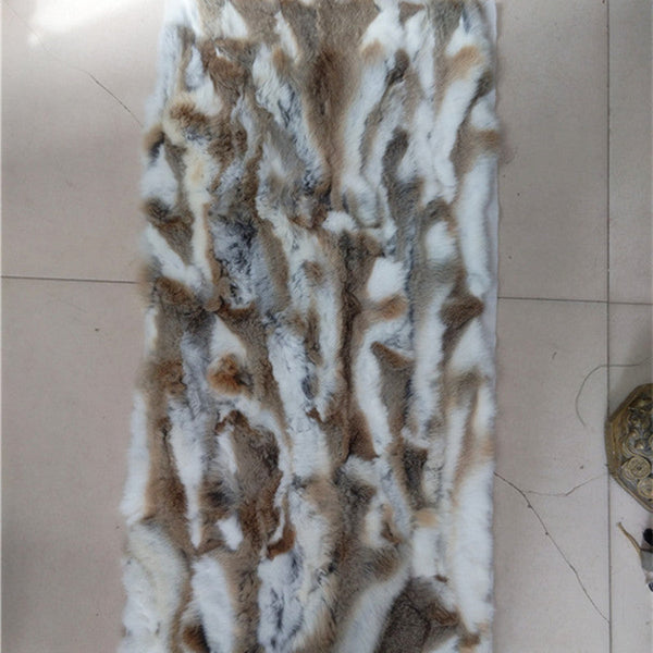 HKM-917779 Rex Rabbit Fur Patchwork Blanket for Mattress, Clothing, and Furniture - Rectangle, 50x100 cm