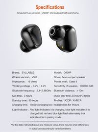 HKM-917779 Wireless Mini Stereo Sports Headphones - Bluetooth 5.0, Binaural TWS, In-Ear Design with Power Display and Voice Control