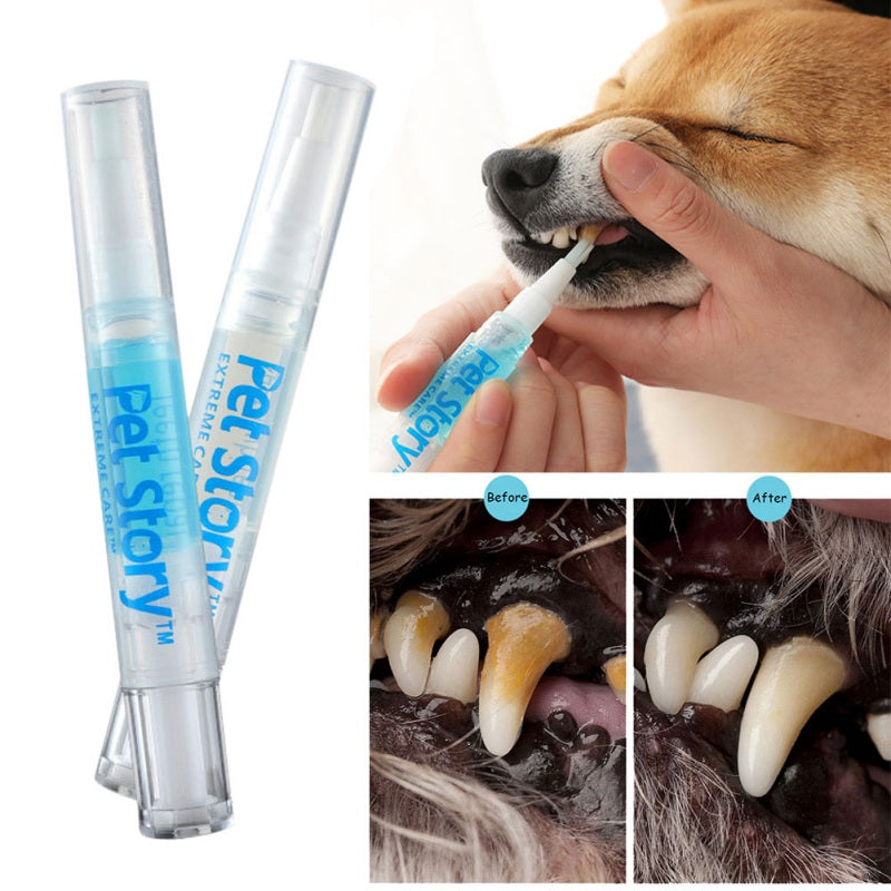 HKM-9177917 Pet Dental Care Kit - Teeth Whitening Pen Set for Dogs and Cats with Soft Brush and Toothbrush, Anti-inflammatory Formula