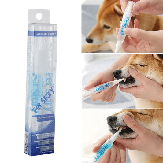 HKM-9177917 Pet Dental Care Kit - Teeth Whitening Pen Set for Dogs and Cats with Soft Brush and Toothbrush, Anti-inflammatory Formula