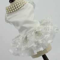 HKM-9178429 Elegant Pet Wedding Skirt Dress for Spring and Autumn in White, Sizes XS to XL