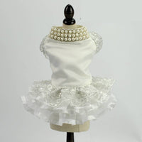 HKM-9178429 Elegant Pet Wedding Skirt Dress for Spring and Autumn in White, Sizes XS to XL