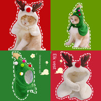 HKM-9179325 New Year's Antler Vest for Cats - Christmas Tree Ornaments in Multiple Sizes