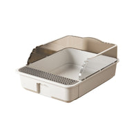 HKM-9179709 Extra Large Splash-proof Cat Litter Box with Shovel and Deodorant Bag in Milk Cream White