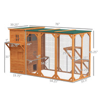 HKM-9180093 Large Outdoor Cat House for Up to 3 Cats with Multiple Platforms and Roof Coverage