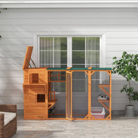 HKM-9180093 Large Outdoor Cat House for Up to 3 Cats with Multiple Platforms and Roof Coverage