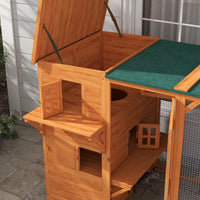 HKM-9180093 Large Outdoor Cat House for Up to 3 Cats with Multiple Platforms and Roof Coverage