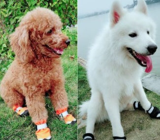 HKM-9182653 Waterproof Winter Dog Boots with Reflective Strips - Warm, Windproof, and Washable Pet Shoes