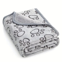 HKM-9183293 Soft Washable Pet Blanket with Paw Print Design for Dogs and Cats - Cozy and Lightweight Mat