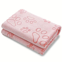 HKM-9183293 Soft Washable Pet Blanket with Paw Print Design for Dogs and Cats - Cozy and Lightweight Mat