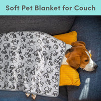 HKM-9183293 Soft Washable Pet Blanket with Paw Print Design for Dogs and Cats - Cozy and Lightweight Mat