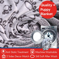 HKM-9183293 Soft Washable Pet Blanket with Paw Print Design for Dogs and Cats - Cozy and Lightweight Mat